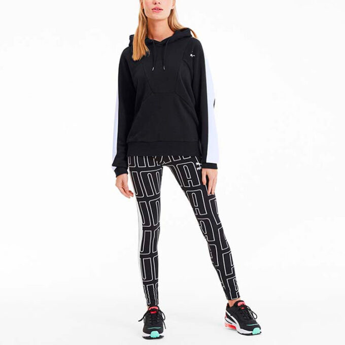 Sudadera con capucha y logo pequeño (mujeres) en blanco y negro