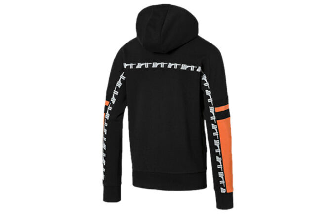 Sudadera con capucha y media cremallera con bloques de color “Negro, naranja y blanco”