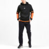 Sudadera con capucha y media cremallera con bloques de color “Negro, naranja y blanco”