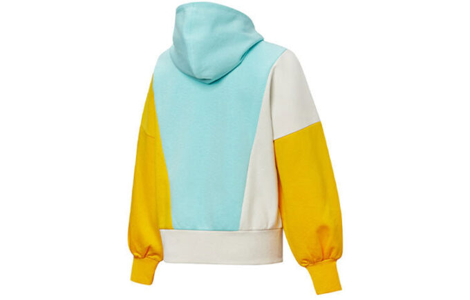 Sudadera con capucha y paneles (mujeres) “Azul, amarillo y blanco”