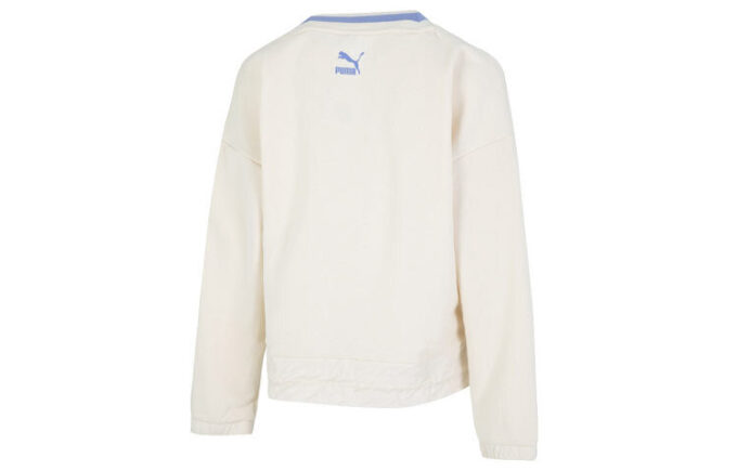 Sudadera con cuello en V y logo para mujer, color blanco