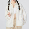 Sudadera con cuello en V y logo para mujer, color blanco