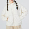 Sudadera con cuello en V y logo para mujer, color blanco