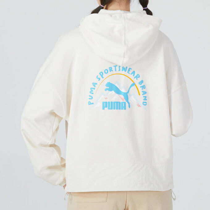Sudadera con cuello en V y logo para mujer, color blanco