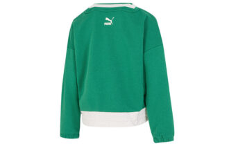 Sudadera con cuello en V y logo para mujer, color verde
