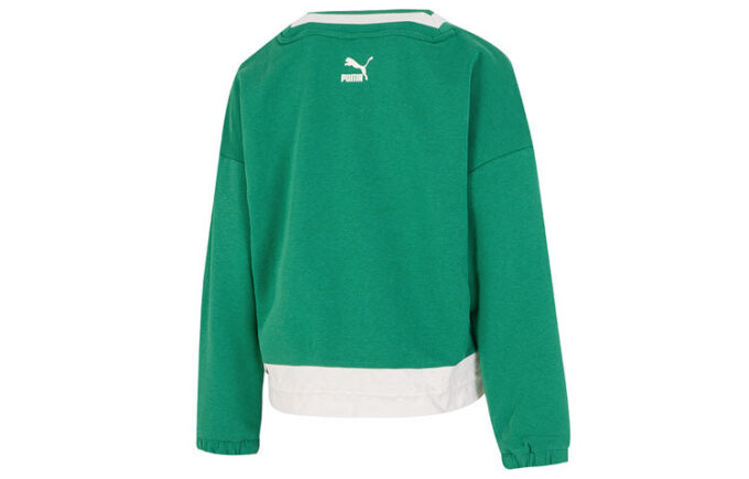 Sudadera con cuello en V y logo para mujer, color verde