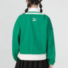 Sudadera con cuello en V y logo para mujer, color verde