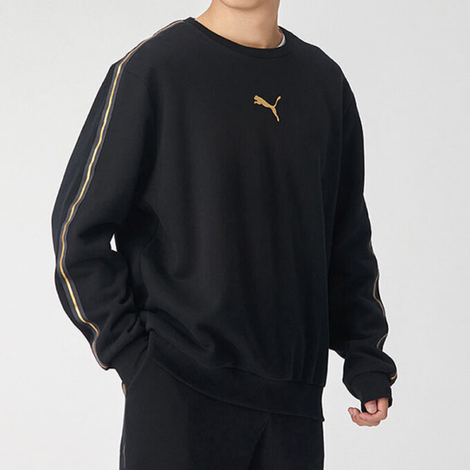 Sudadera con cuello redondo Metallic Nights “Negro Dorado”
