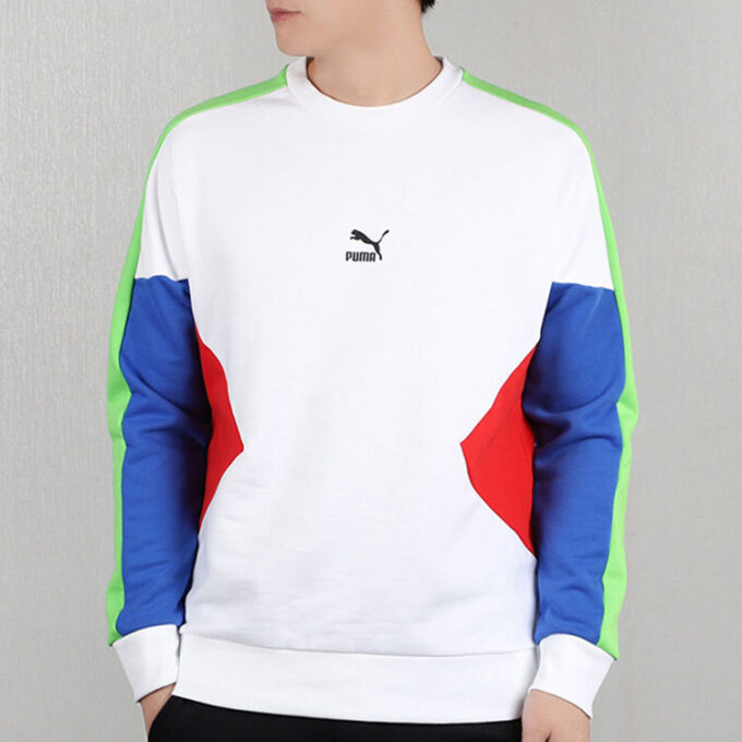 Sudadera con cuello redondo PUMA TFS para hombre, color blanco