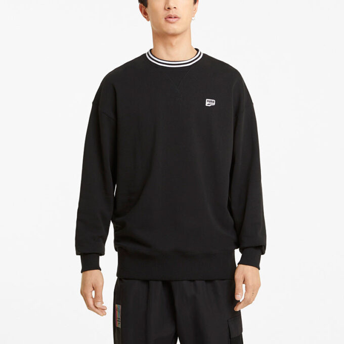 Sudadera con cuello redondo y logo pequeño en blanco y negro