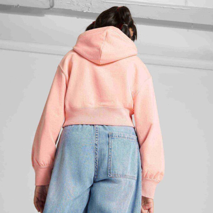Sudadera corta con capucha para niños grandes con elementos esenciales de armario