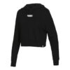 Sudadera corta con capucha y logo para mujer, color negro
