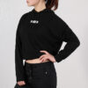 Sudadera corta con capucha y logo para mujer, color negro