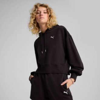 Sudadera corta holgada con capucha para mujer