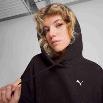 Sudadera corta holgada con capucha para mujer