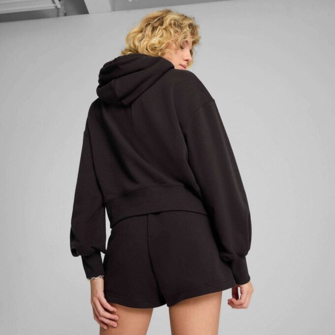 Sudadera corta holgada con capucha para mujer Sudadera corta holgada con capucha para mujer