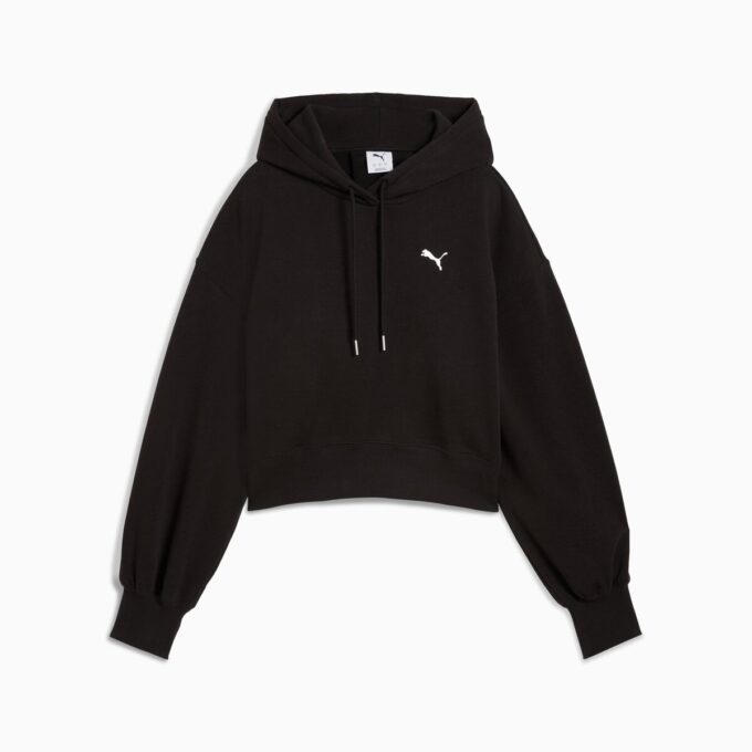 Sudadera corta holgada con capucha para mujer Sudadera corta holgada con capucha para mujer