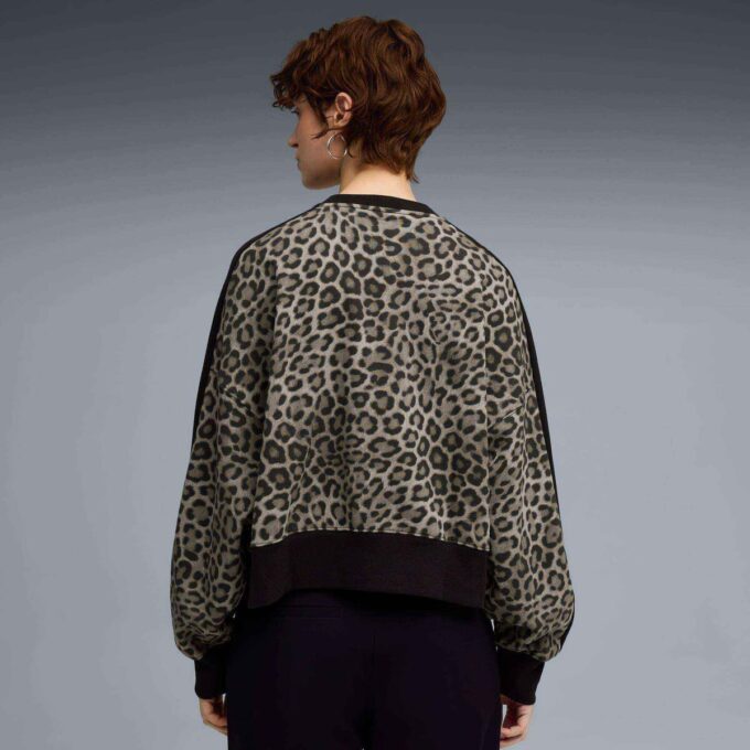 Sudadera de cuello redondo con estampado animal T7 Leopard Luxe para mujer Sudadera de cuello redondo con estampado animal T7 Leopard Luxe para mujer
