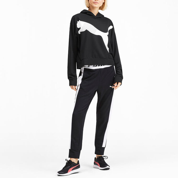 Sudadera deportiva con capucha negra para mujer