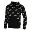 Sudadera deportiva informal con capucha y logo estampado para hombre, color negro
