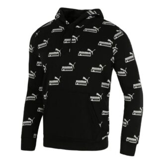 Sudadera deportiva informal con capucha y logo estampado para hombre, color negro