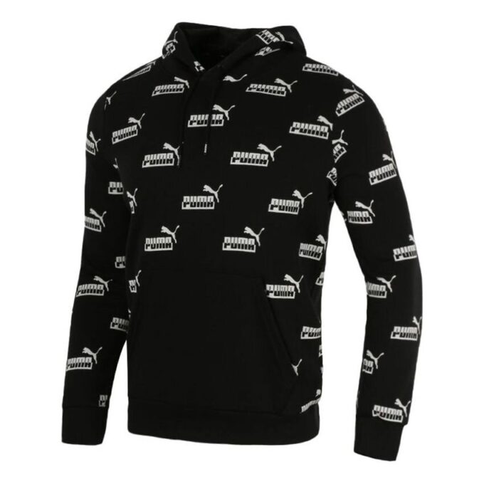 Sudadera deportiva informal con capucha y logo estampado para hombre, color negro