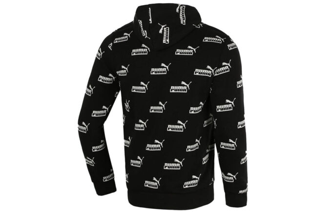 Sudadera deportiva informal con capucha y logo estampado para hombre, color negro