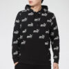 Sudadera deportiva informal con capucha y logo estampado para hombre, color negro