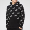 Sudadera deportiva informal con capucha y logo estampado para hombre, color negro