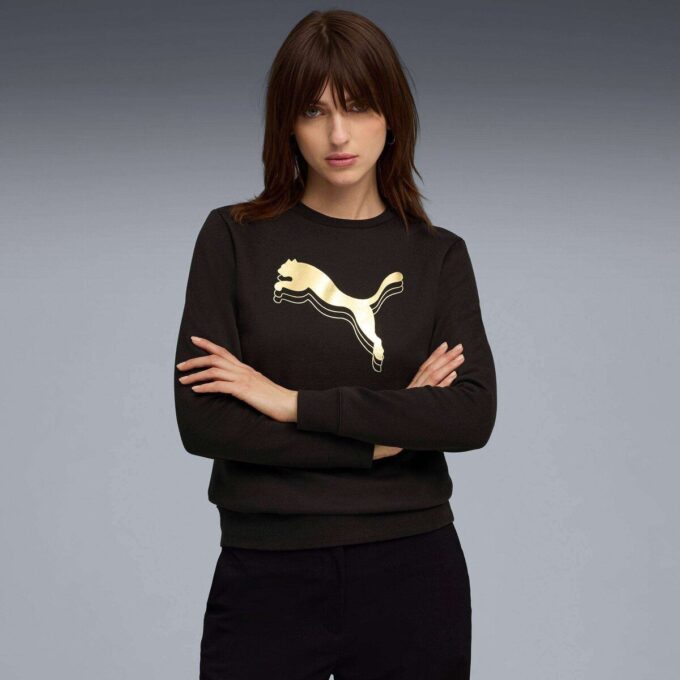 Sudadera Essentials Metallic con cuello redondo para mujer