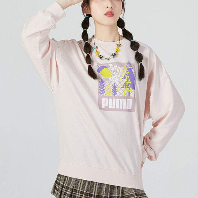 Sudadera rosa con cuello redondo y mangas abullonadas FF (mujeres)