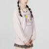 Sudadera rosa con cuello redondo y mangas abullonadas FF (mujeres)