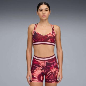 Sujetador deportivo de bajo impacto con cinta floral para mujer, que absorbe la humedad