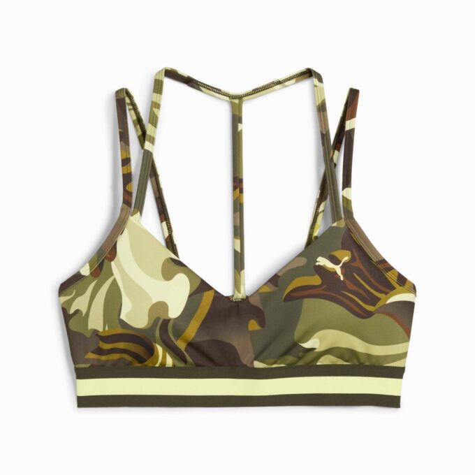 Sujetador deportivo de bajo impacto con cinta floral para mujer, que absorbe la humedad
