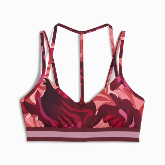 Sujetador deportivo de bajo impacto con cinta floral para mujer, que absorbe la humedad