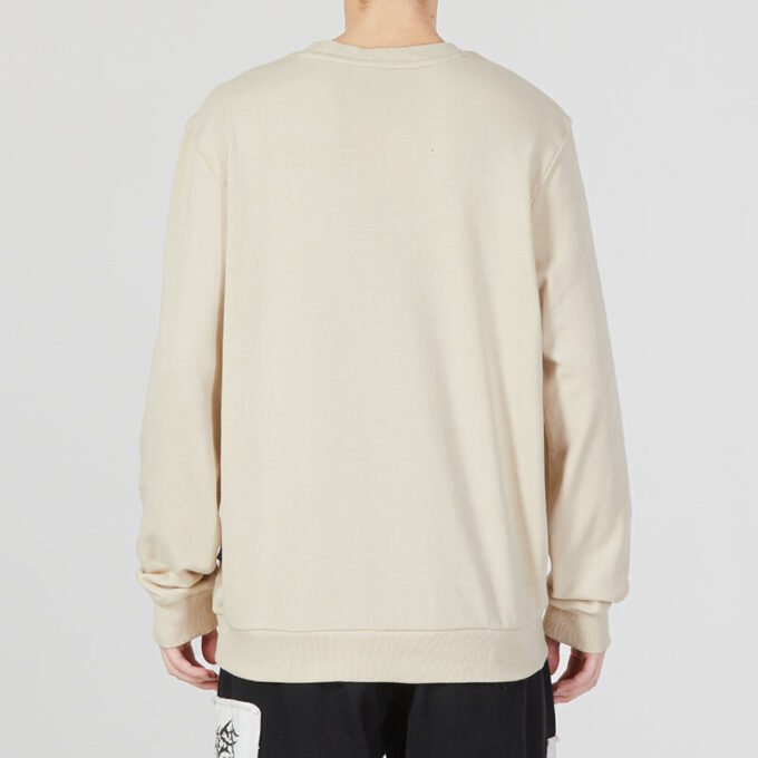 Suéter beige con cuello redondo y logo pequeño de Ess