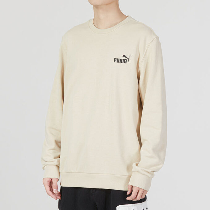 Suéter beige con cuello redondo y logo pequeño de Ess