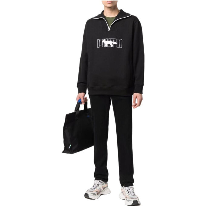 Suéter con media cremallera PUMA x Maison Kitsun “Negro y blanco”