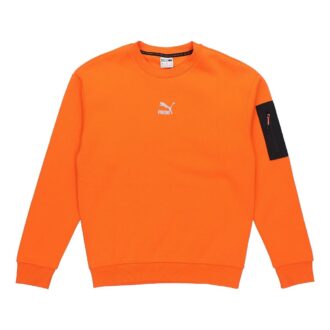 Suéter informal holgado de cuello redondo color naranja llama