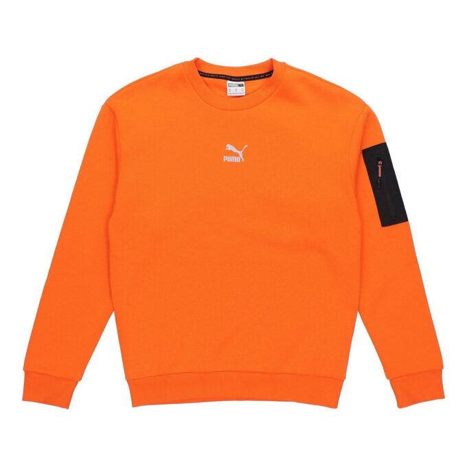 Suéter informal holgado de cuello redondo color naranja llama