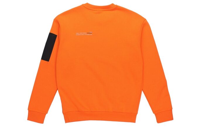 Suéter informal holgado de cuello redondo color naranja llama