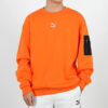 Suéter informal holgado de cuello redondo color naranja llama