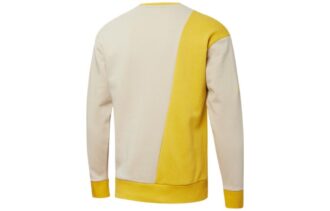 Suéter largo con cuello redondo y parche de mezcla en beige