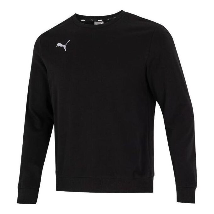 Suéter negro con cuello redondo y logotipo de ESS