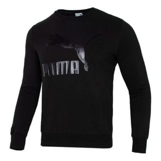 Suéter negro de cuello redondo con logotipo clásico
