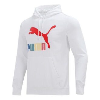 Tejido de punto blanco con estampado de logotipo en colores contrastantes