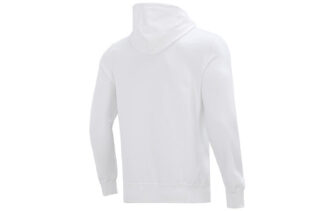 Tejido de punto blanco con estampado de logotipo en colores contrastantes