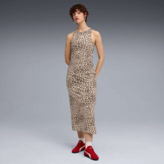 Vestido ajustado con estampado animal de leopardo de lujo para mujer