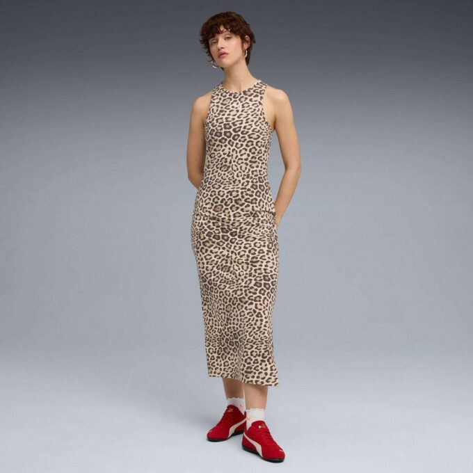 Vestido ajustado con estampado animal de leopardo de lujo para mujer Vestido ajustado con estampado animal de leopardo de lujo para mujer