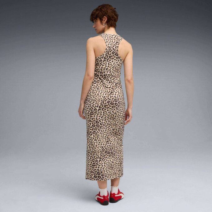 Vestido ajustado con estampado animal de leopardo de lujo para mujer Vestido ajustado con estampado animal de leopardo de lujo para mujer